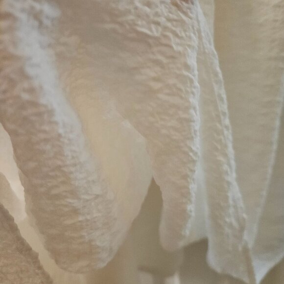 dRA Los Angeles Boho Creme Krinkle Gawzy Fun Puff Sleeve Oversize midi dress M - Picture 9 of 9